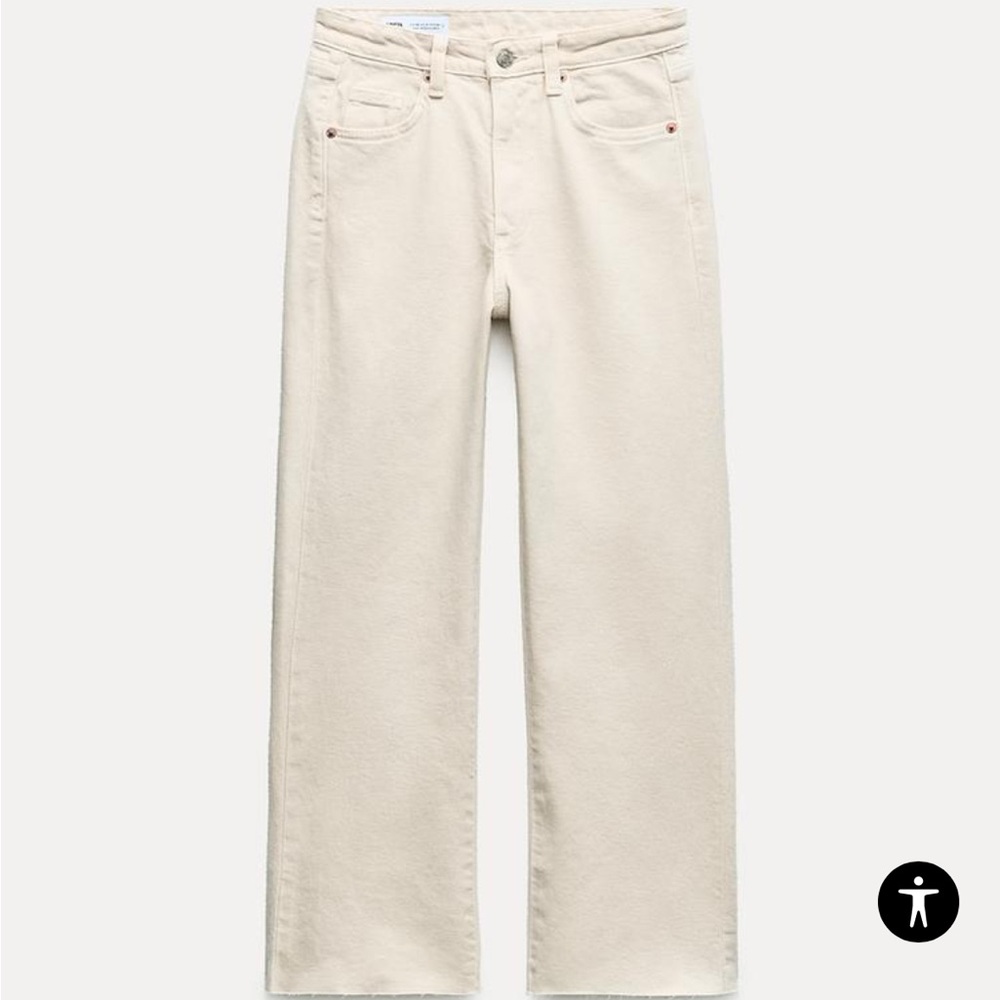 Zara cream wide leg jeans (4)